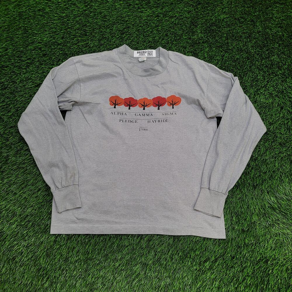 Vintage 80s Alpha-Gamma-Sigma AGS Long-Sleeve Shirt S/M 19x23 USA